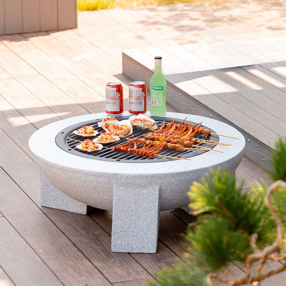 HWOEK Outdoor Garden fire Pit with mesh Cover Garden Patio Heater/BBQ/Ice Pit with Waterproof Cover with Stainless Steel Dense mesh Grill