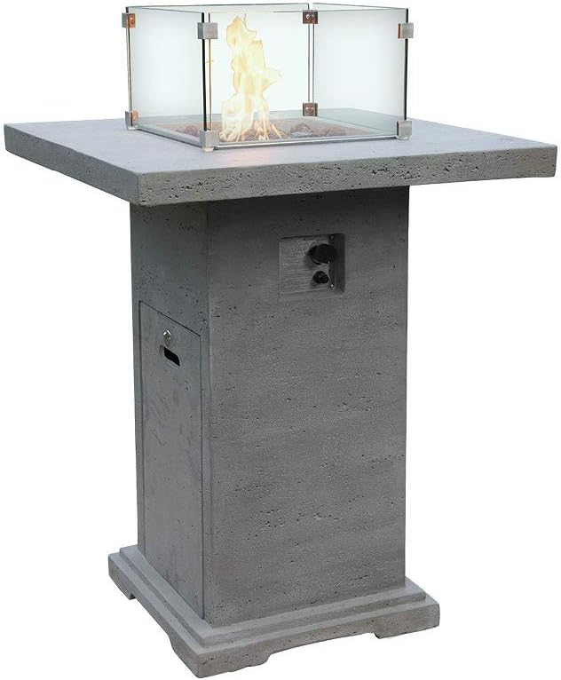 Elementi Fire Pit Outdoor Heating Bar Table H44” Montreal Bar OFG221 Propane Fire Table
