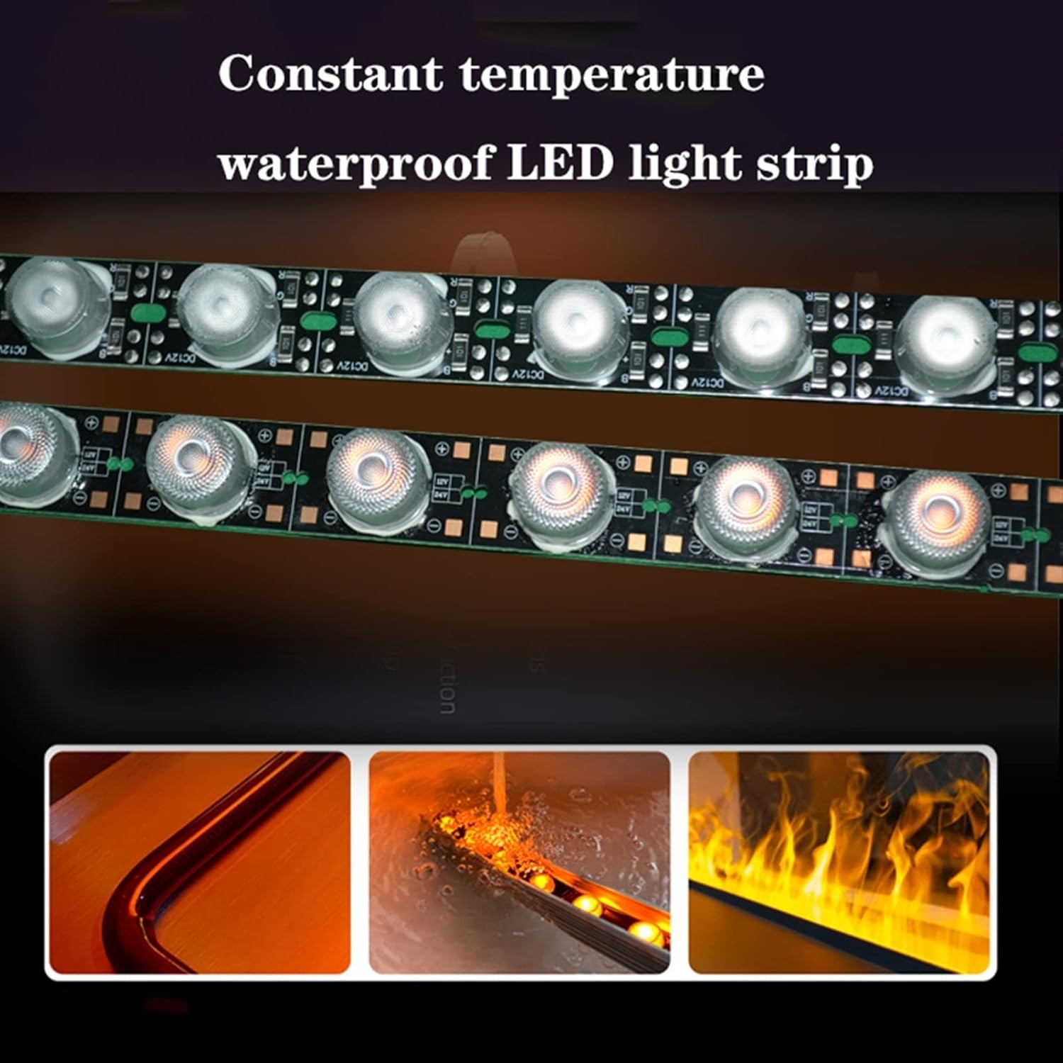 3D Water Vapor Fireplace with Humidifier Flame Slim Silent Electric Fireplace, Recessed Mount Decorative Fireplace, Remote Control with Timer, Touch Screen, Adjustable Flame Height(1800mm)