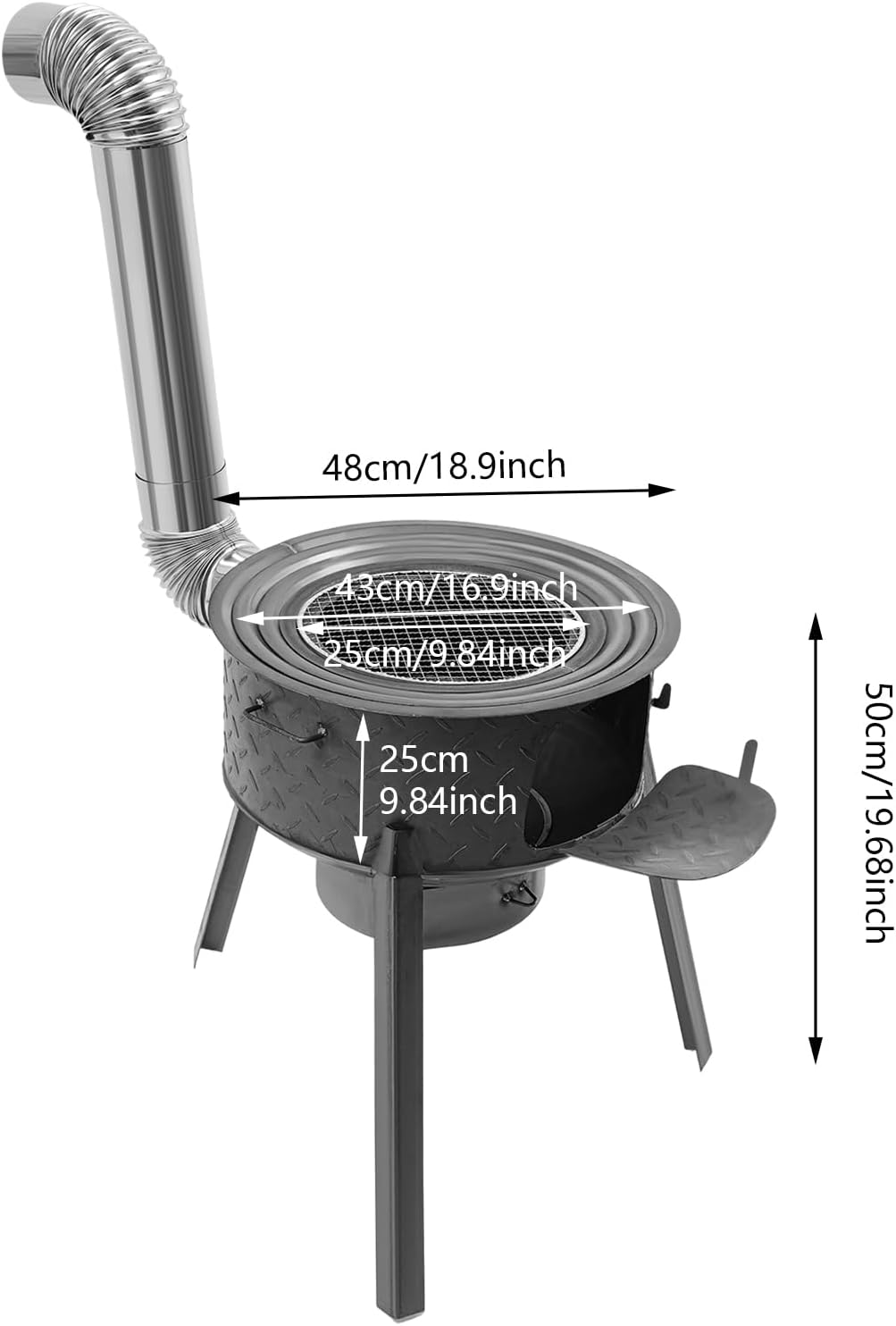 Multifunction Wood Burning Stove with 4 Rings - 20.5 Inch Portable Fire Pit Camping Stove for Outdoor Cooking,BBQ,Backyard&Emergency Use (Carbon Black)