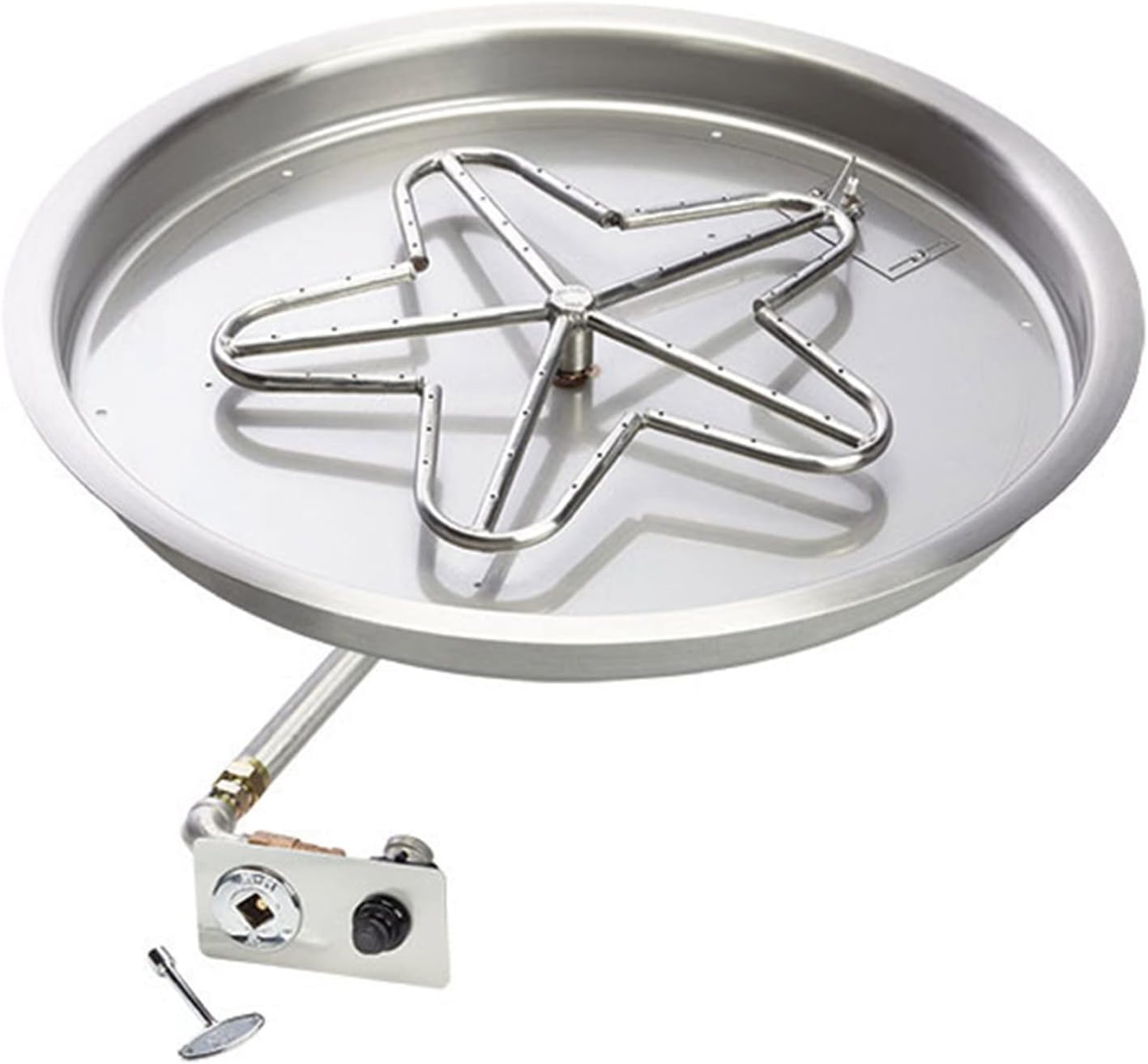 HPC Fire Spark Ignition Fire Pit Burner Kit (PENTA25-FPK-NG), 25-Inch Bowl Pan, Natural Gas