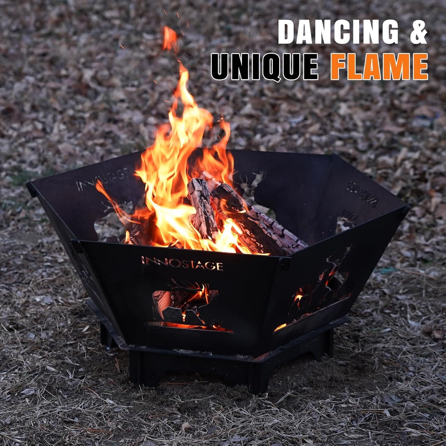 Fire Pit for Camping- 37.8 Inch Collapsible Firepit for Patio Outside Wood Burning Outdoor Indoor BBQ Picnic Foldable Fire Pits Bonfire of Backyard Patio with Portable Tote Bag