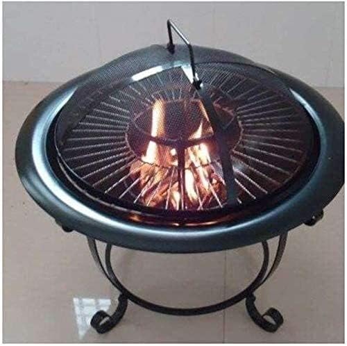 Outdoor Fire Pit BBQ Grill, Bonfire Pit Outdoor Fire Large Bonfire Wood Burning Patio Coal Grill Firepit for Outside Grill Charcoal Smokeless Grill with Spark Screen Poker (Size : 56cm) ()
