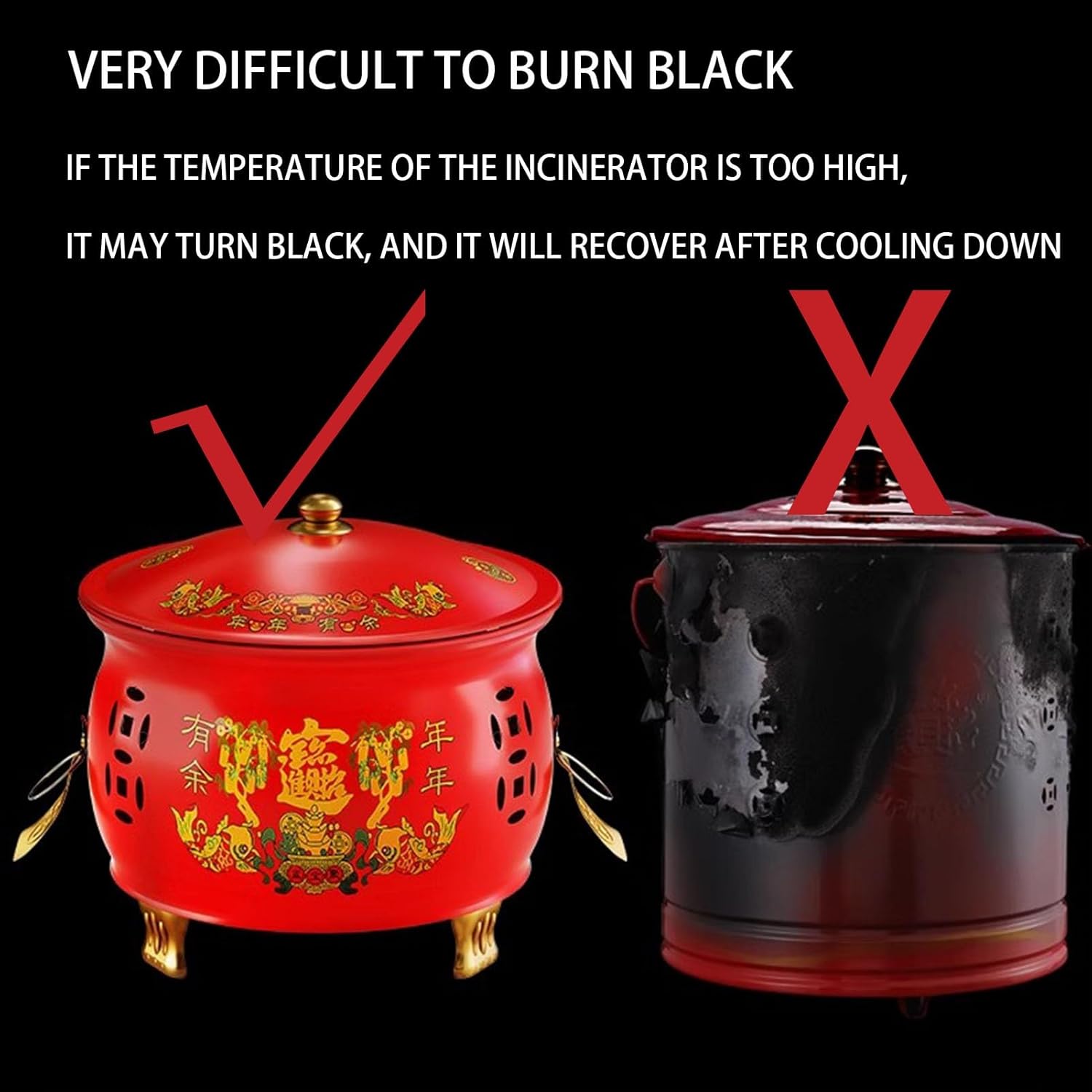 Enamel Burn Barrel Incinerator Can Garden Fire Pit Cage Yard Debris Furnace Burning Bin Bucket Garden Metal Incinerator Burn Barrels for Outside for Burning Trash Incinerator Burn Cage(35x34cm)