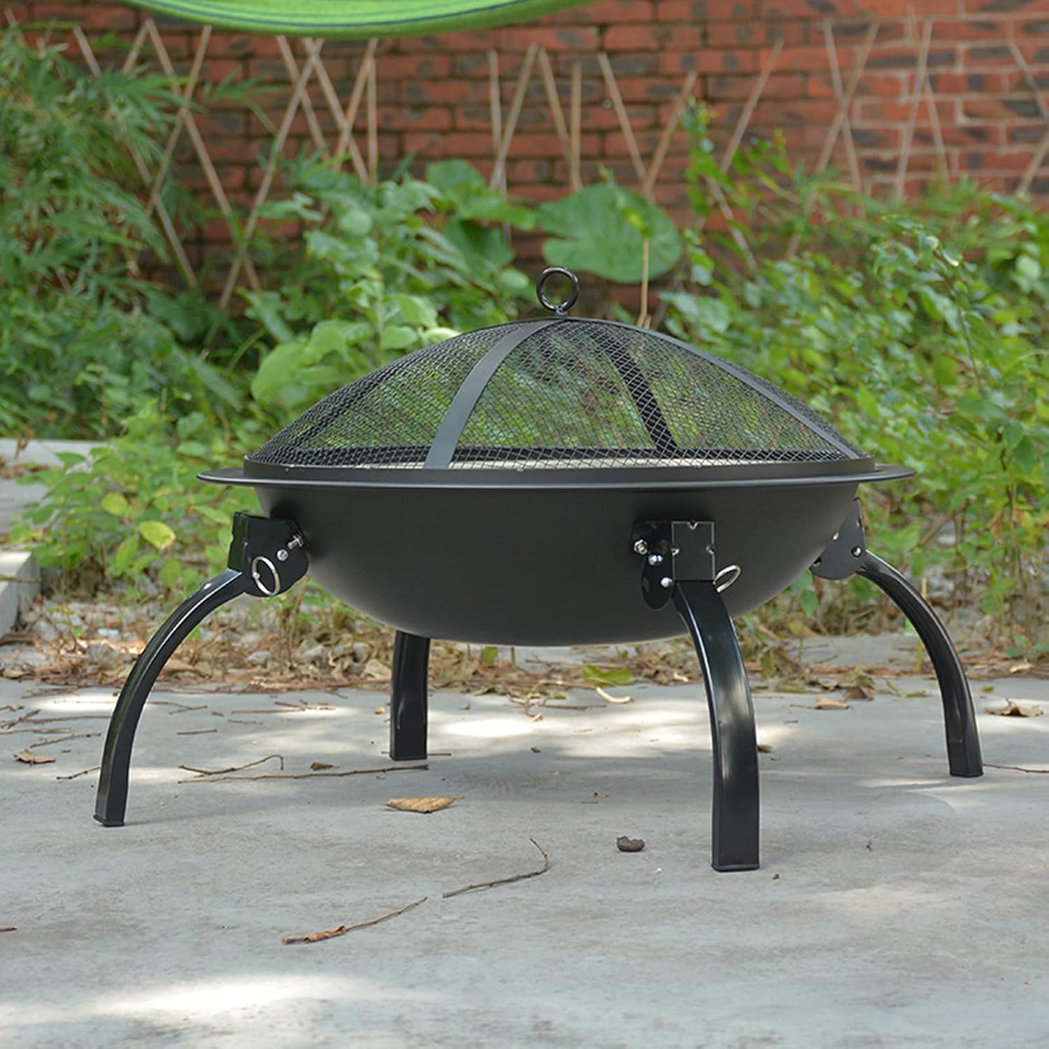 Portable Fire Pits Outdoor Wood Burning BBQ Grill,Small Fire Pits Bowl with Mesh Spark Screen Cover Wood Firepit