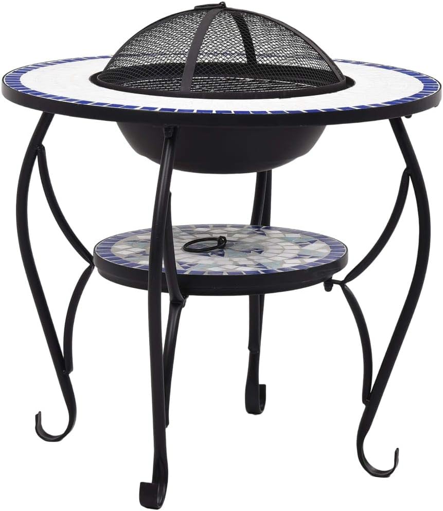 Mosaic Fire Pit Table Blue and White 26.8