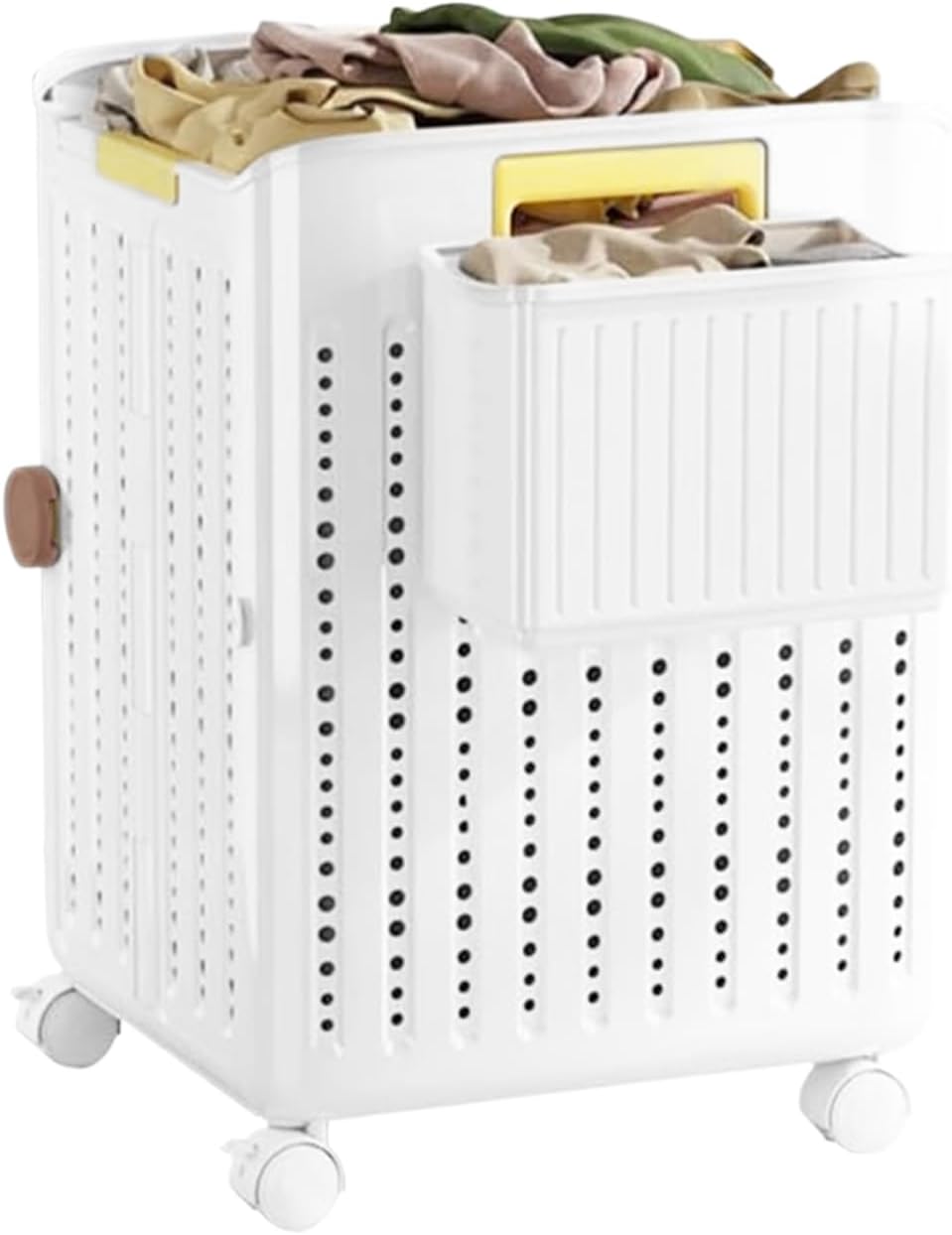 Laundry Basket On Wheels - Foldable Laundry Hamper With Handle | Laundry Basket With Wheels | Laundry Bin Clothes Basket With Wheels | Folding Clothes Storage Organizer Bin For Corner Home Bathroom Be