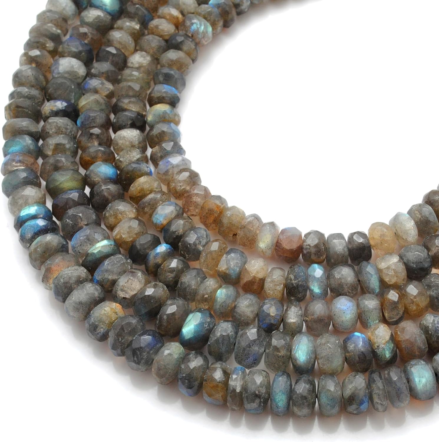 Kanika Creations Natural Labradorite 8mm Round Beads – 90 Pcs Blue Flash Faceted Grey Gemstones, 16