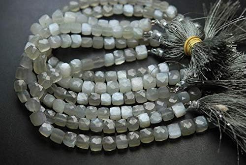 8 Inch Strand, Grey Moonstone Faceted Box Shape Briolettes,6-7mm Size Code-HIGH-65999