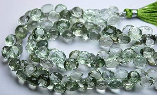 8 Inch Strand,Super Rare,Natural Green Amethyst Faceted Onion Shape Briolettes Size 8-9mm Code-HIGH-54137
