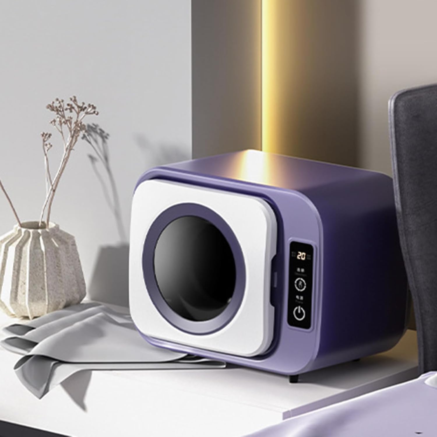 Portable Clothes Dryer, Compact Mini Electric Laundry Dryer, One-touch Touch Screen, Multiple Modes, Stainless Steel Tub, for Apartments, Home, Dorm, Travel RVs