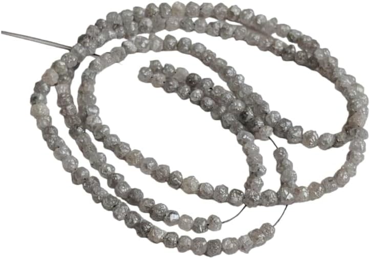 2.5-3mm Natural Round Gray Raw Diamond Beads, Rough Diamond Rondelle Beads, Gray Diamond Beads, Diamond For Jewelry (4IN To 16IN) - PPD172, 2.5-3 MM Approx.