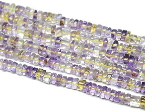 5 Strand Natural Ametrine Smooth Wheel Tyre Rondelle Gemstone Craft Beads 13 Inch Long 5mm Code-HIGH-83