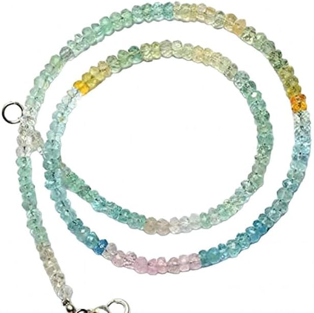 Hand_Crafted Natural Multicolor Aquamarine Facet Rondelle Beads 30 Inch Full 4MM Approx. YO-NECK-22055