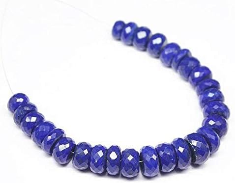 Blue Lapis Lazuli Faceted Loose Rondelle Gemstone Craft Beads 6 Inch Long 9mm 10mm Code-HIGH-27669