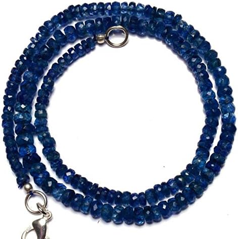 Natural Gemstone Super Quality Nepal Kyanite 4 to 6MM Faceted Rondelle Beads 17 Inch Full Strand Fine Qulaity Beads Finished Necklace
