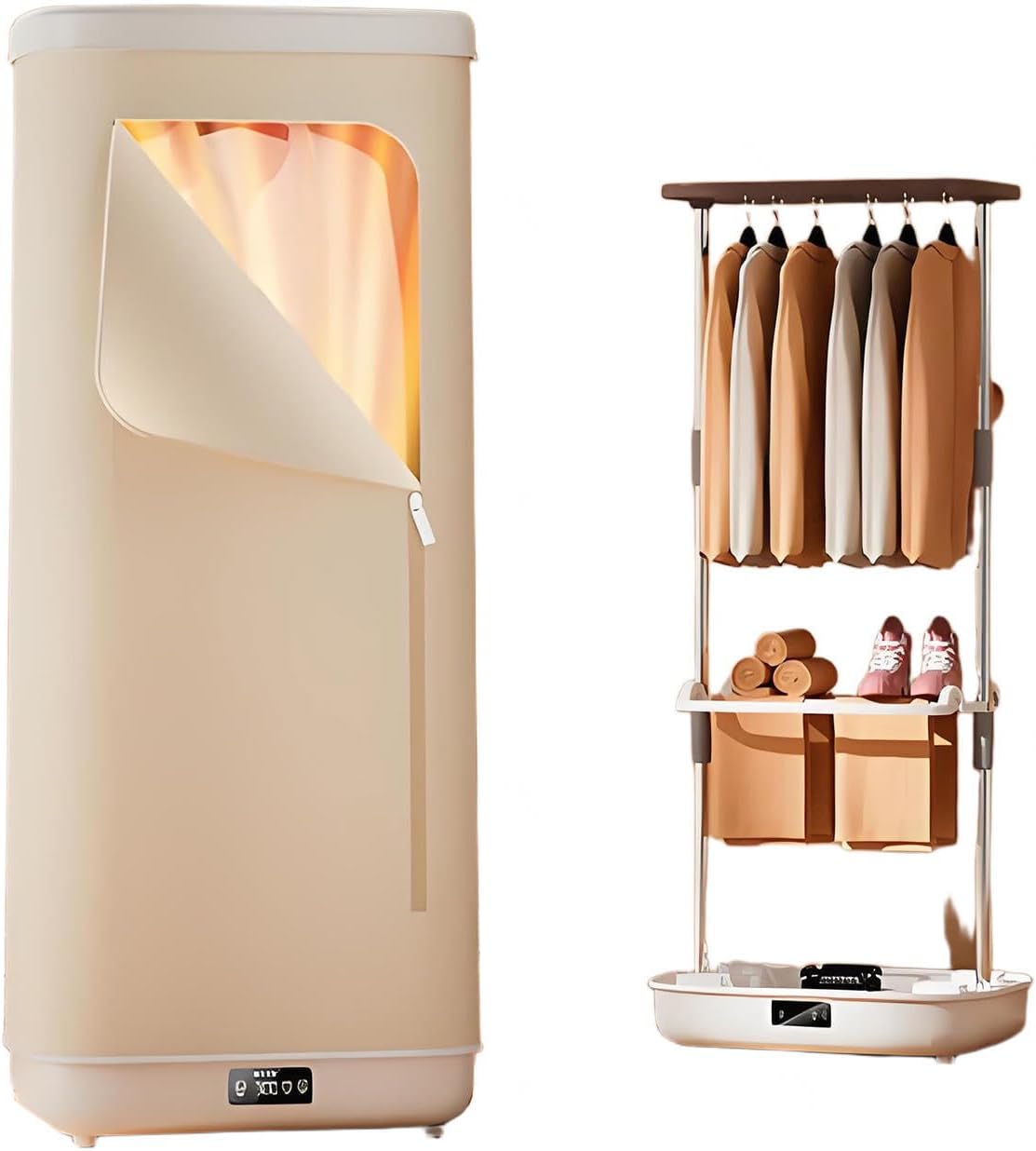 Folding Automatic Ironing Machine, Mini Secadora De Ropa Portatil Double-Layer Use, Heated Clothes Drying Rack 900w for clothes and fabrics, quick-dry steam