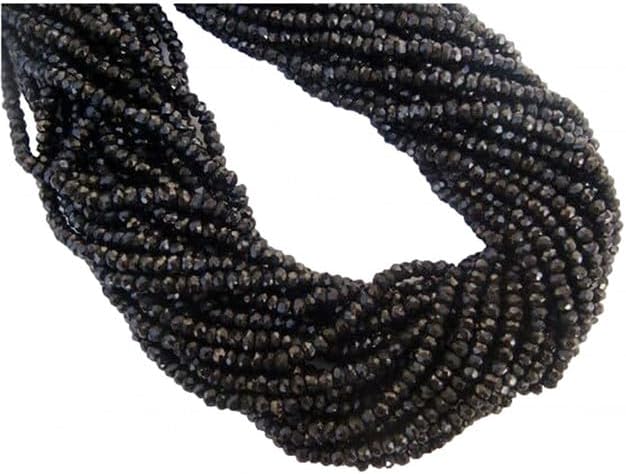 Black Spinel Beads, 4mm Beads, Micro Faceted Rondelles, 14 Inch lot of 5 Strands Chik-STRD- 93207