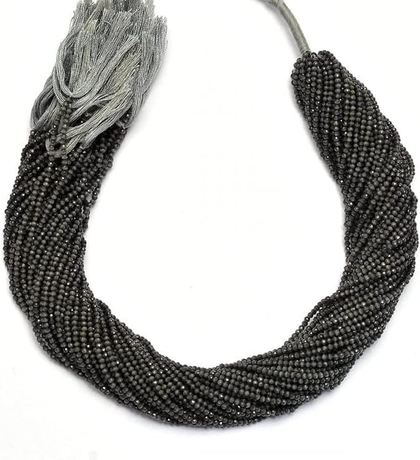 AAA+ Monalisa Stone 2mm-2.5mm Faceted Rondelle Beads | 13inch Strand | Grey Monalisa Semi Precious Gemstone Loose Beads for Jewelry Making CHIK-STNRD-22029