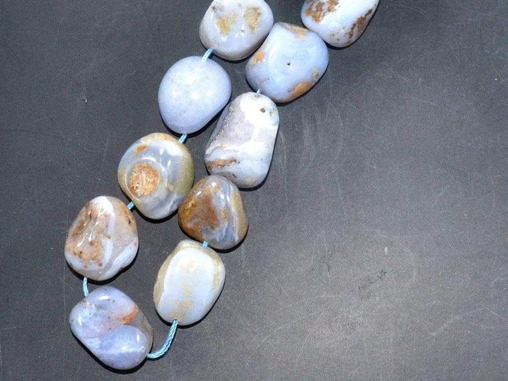 The Design Cart Pastel Blue Agate Stones for Bracelet Necklace Jewelry Making, Package of 5 Strings KAR-270619-012