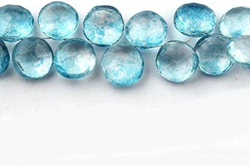 Big Halloween Sale 1 Strand Blue Topaz Faceted Briolettes - Blue Topaz Heart Shape Beads 12mmx12mm-13mmx13mm 8 Inches SB960 Code-HIGH-36253