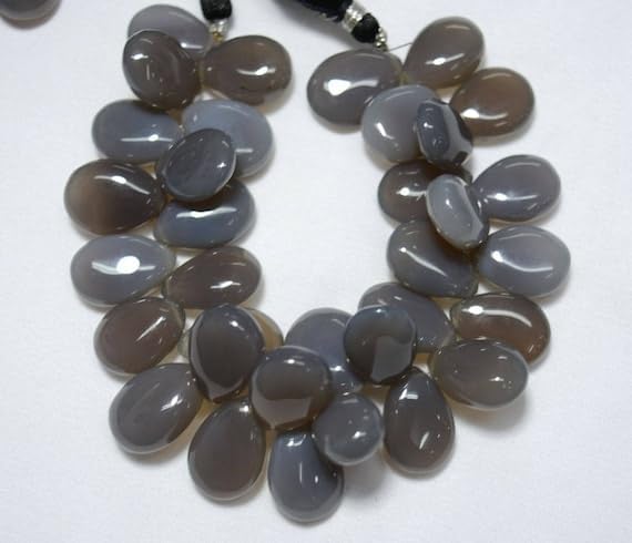 Beads Gemstone Gray Chalceny Pear Shape, Plain Pear Chalceny Briolettes Beads, Gemstone for Jewelry 13x18mm 7.5 Inches Full Strand Code-HIGH-25016