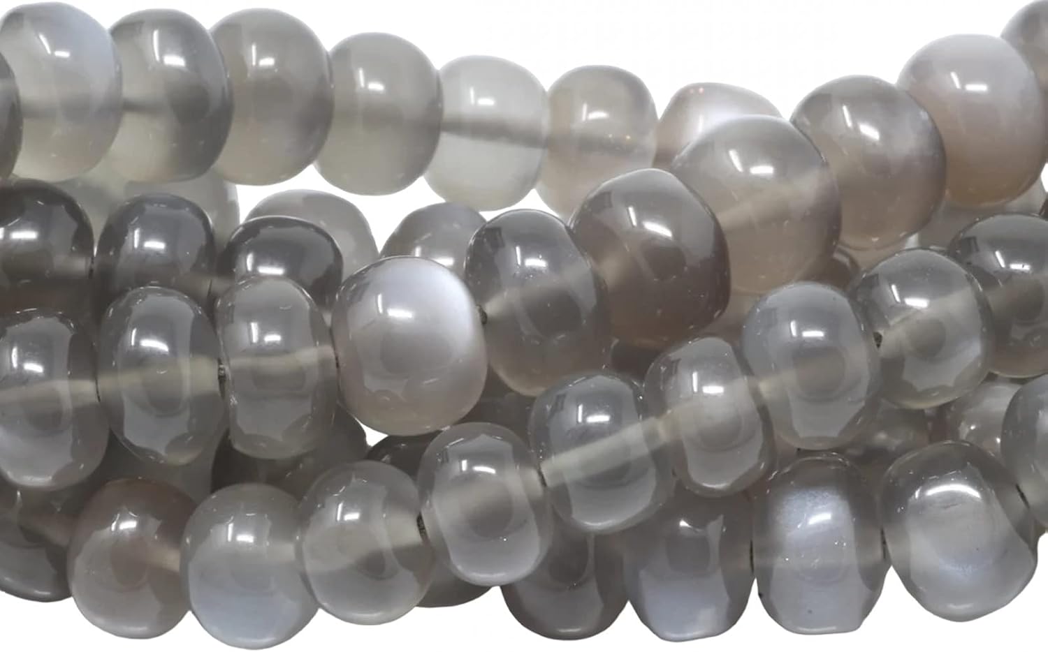 1 Strand Gray Moonstone 7mm Smooth Rondelles 16
