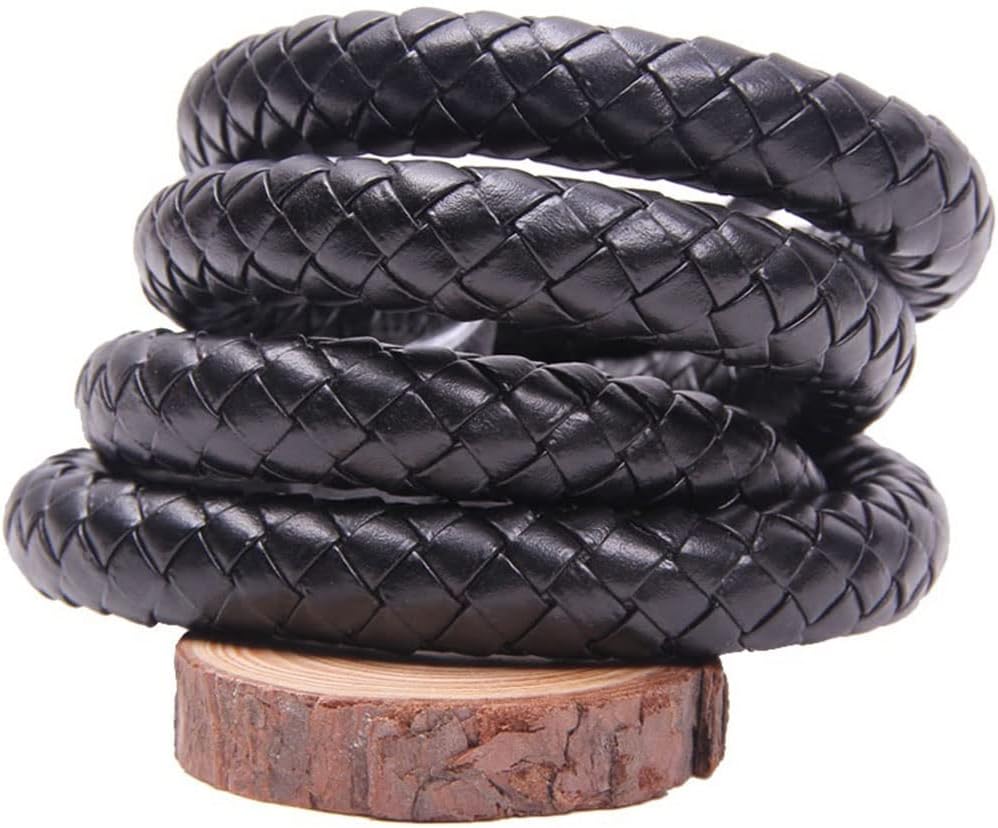 10mm/12mm PU Braided Rope Cord,No-Fade Multi-Strand DIY Jewelry Making,for Bracelets, Necklaces,Bags,Black/Brown 5M/100M Roll(Black,12mm 100m)
