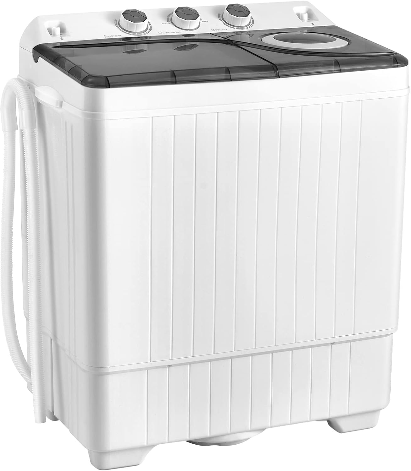ARLIME Portable Washing Machine, 26 lbs Washer and Spinner Combo with Drain Pump,18 lbs Washing 8 Pounds Spinning Twin Tub Mini Compact Laundry Washer for Dorms, Apartments, RVs (White+Gray)