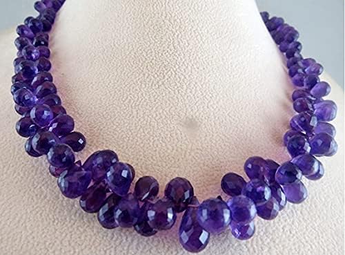 Natural Amethyst TEARDROPS Beads Necklace 23 INCHES 5-13MM