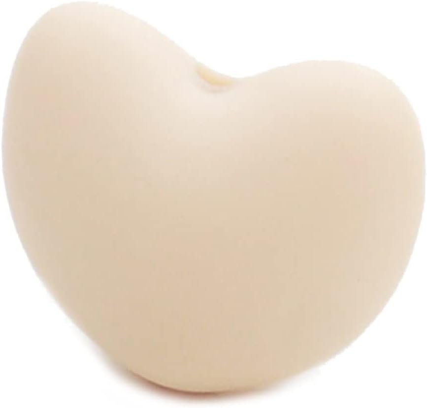 Silicone Beads 20mm for Keychain Making Bulk Assorted DIY Necklace Bracelet Beads for Craft Set Jewelry, Colorful Heart Shaped Silicone Beads 50 Pieces (White 17)