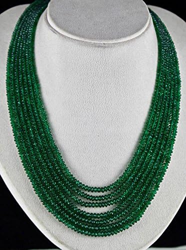7 Line EMERALD Color Natural GREEN Quartz Round BEADS Necklace 17 INCHES 5MM TO 4 MM