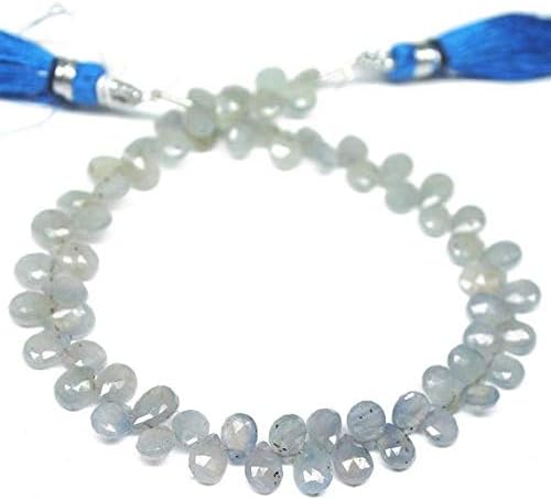 Natural Shaded Grey Sapphire Faceted Briolette Pear Drop Gemstone Craft Loose Beads Starnd 8 Inch Long 6mm 8mm Code-HIGH-1081