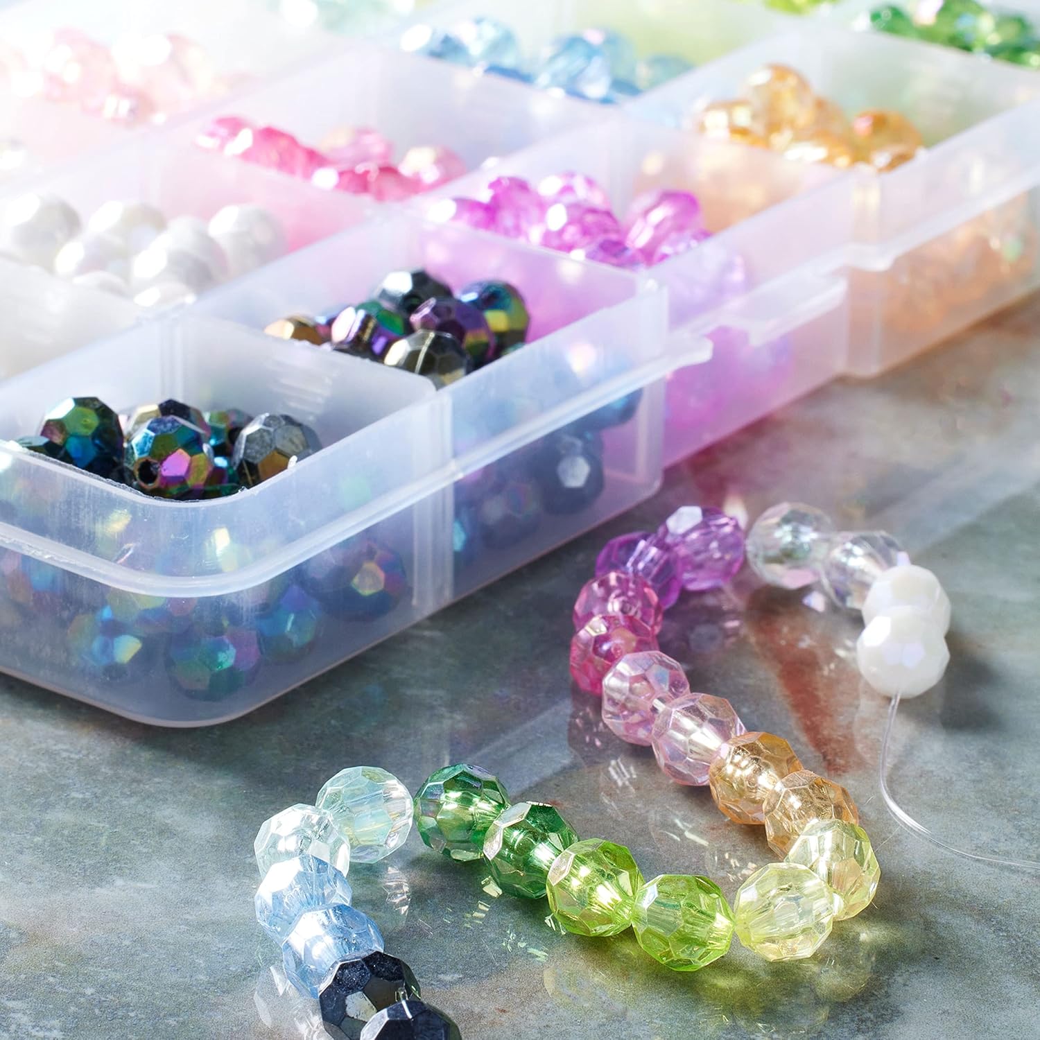 Bead Landing 12 Pack: Faceted Aurora Borealis Crafting Beads Box