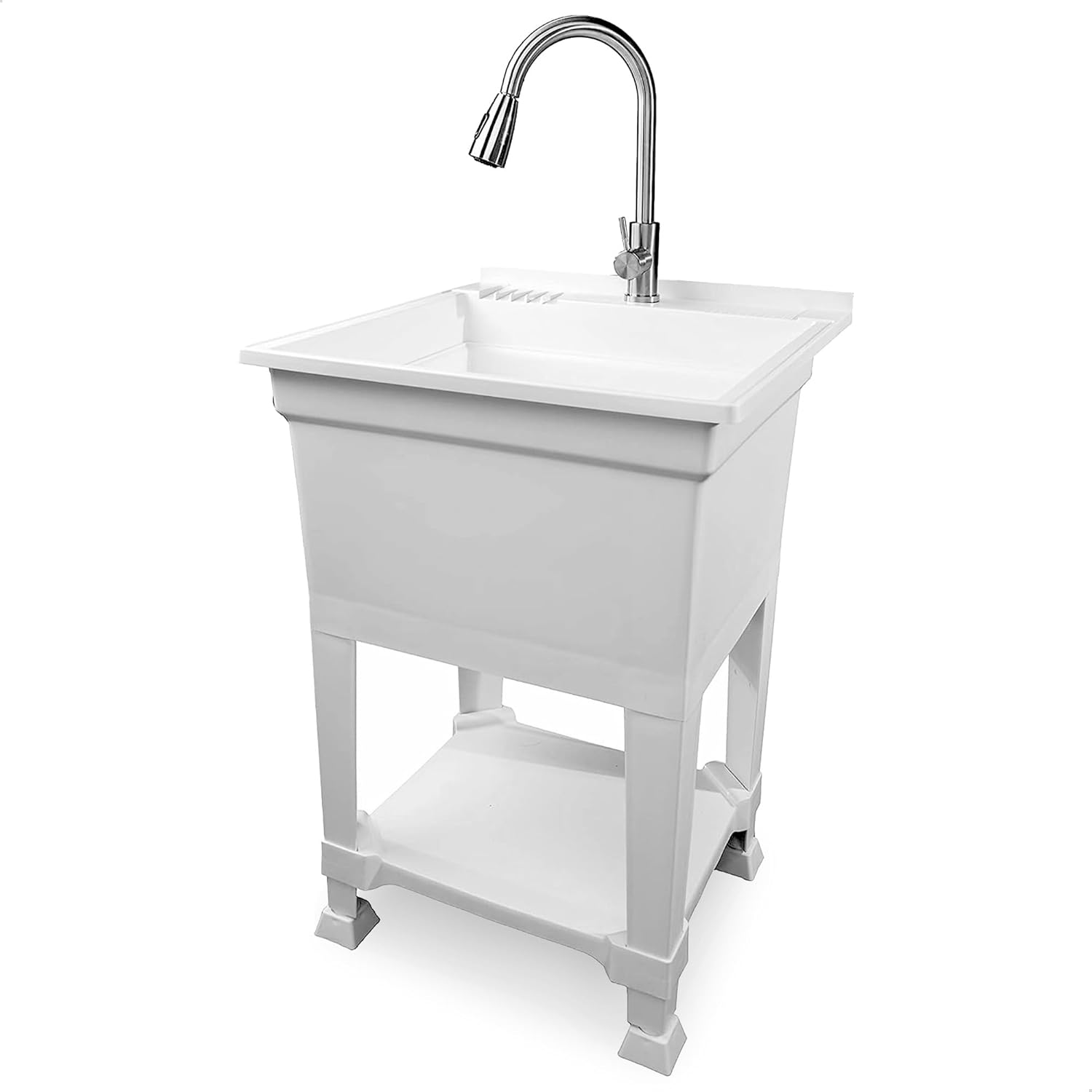 Freestanding Utility Tub Sink with Quick Connect Drain, 24 x 24