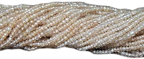 BEADS GEMSTONE Zircon Champagne Micro Faceted Loose Rondelle Gemstone Craft Beads 13 Inch Long 3mm Code-HIGH-20804