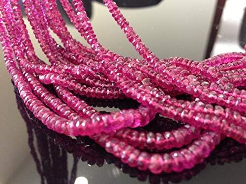 Natural Rubellite Tourmaline Faceted rondelle 2.5 to 4.5 mm 8 Inch Long Strand. Code-HIGH-60126