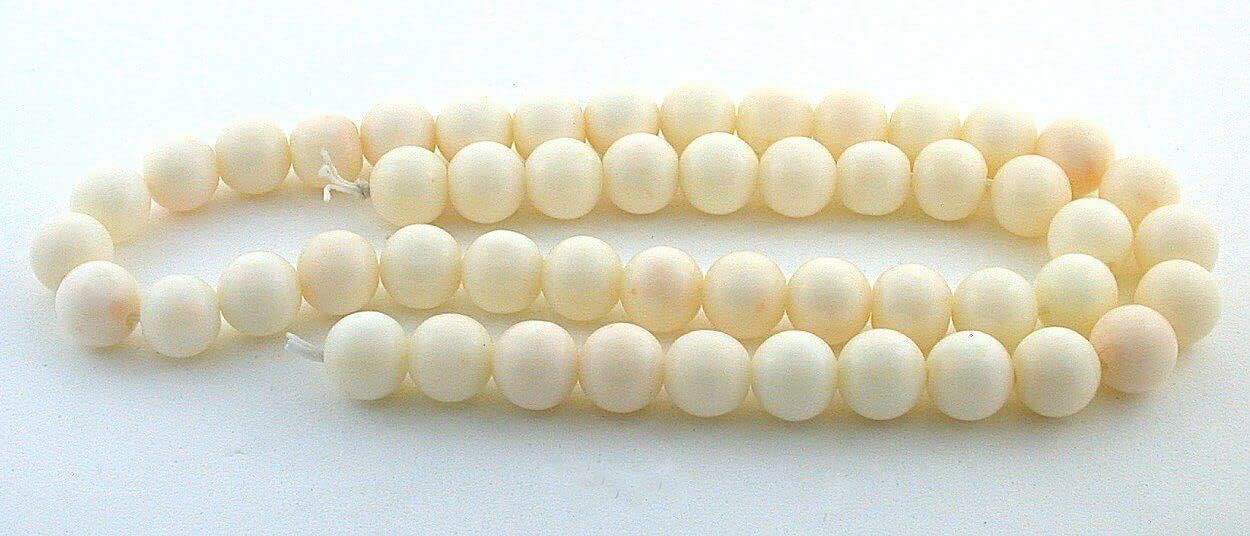 Vintage 8mm - 8.5mm Round Italian Angel Skin Coral 15 3/4 Inch Gem Bead Strand