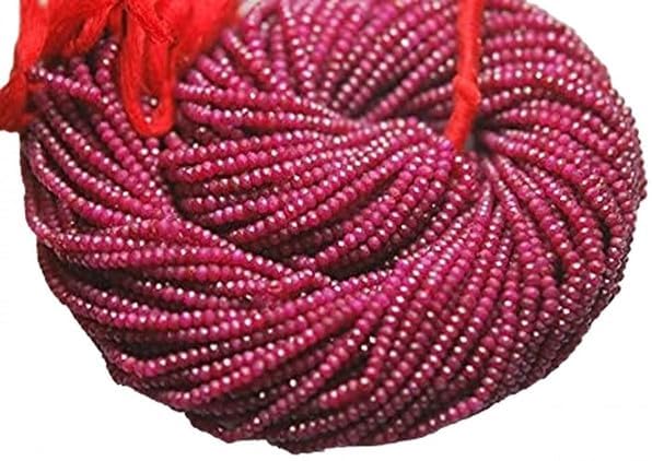 13 Inches,Natural Dyed Pink Ruby Faceted Rondells 3mm lot of 25 Strands CHIK-STRD-98843