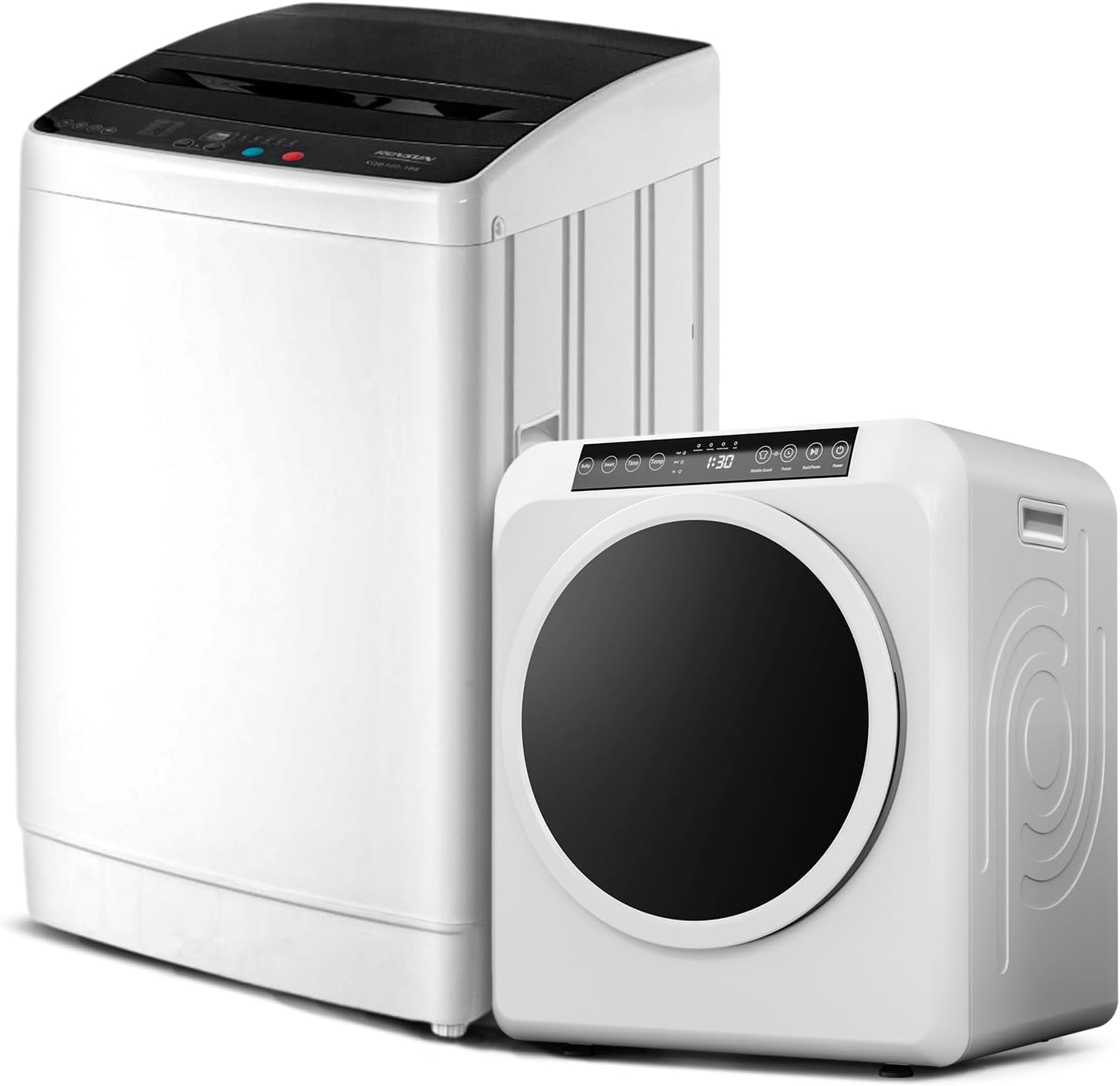 ROVSUN 3.5CuFt Clothes Dryer and 30LBS Full-Automatic Washing Machine Set, Compact Laundry Washer and Dryer Combo Set with Stainless Steel Inner Tub, for Apartment, Dorms, Home