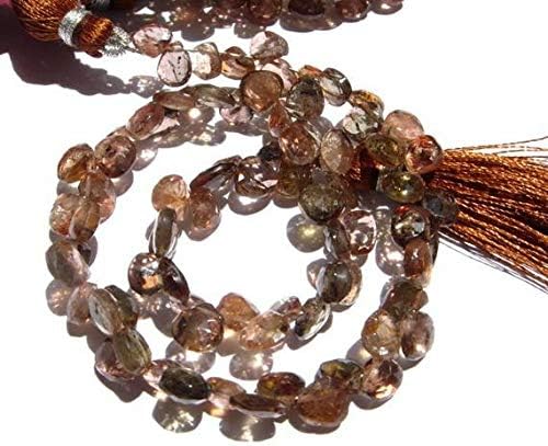 13 inch natural beads strand of 6.5-7.5mm faceted heart andalusite gemstone briolletes beads for DIY jewelry - necklace, bracelet, earring, ring.