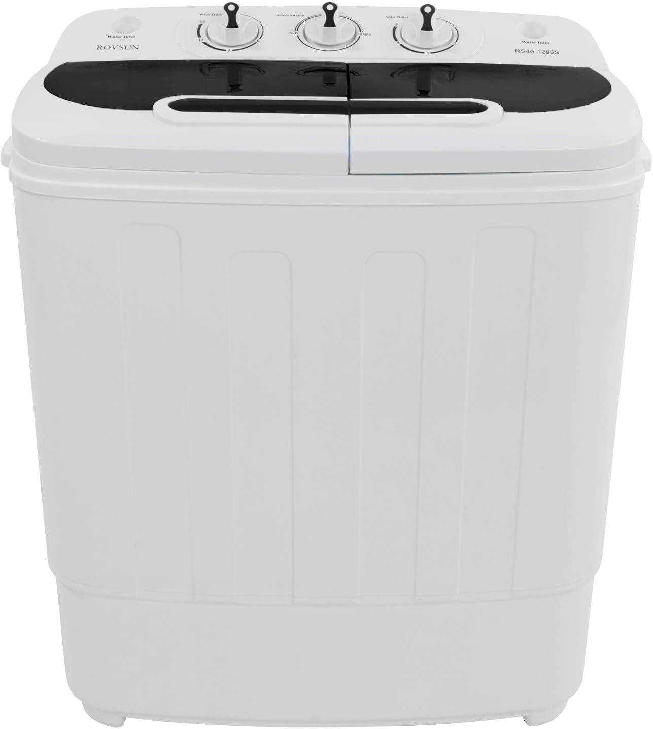 ROVSUN 15LBS Portable Washing Machine, Electric Twin Tub Washer with Washer(9lbs) & Spiner(6lbs) & Pump Draining, Great for Home RV Camping Dorm College Apartment (white & black)