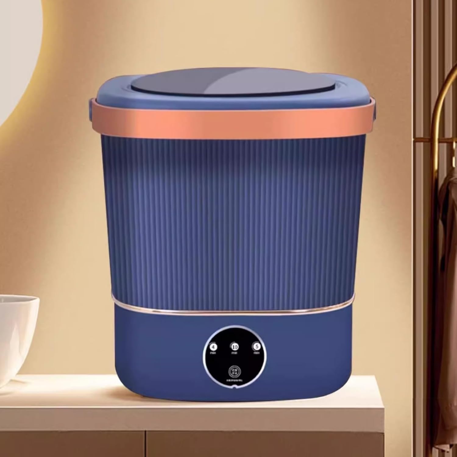 Portable Washing Machine, Mini Washing Machine, 15L Small Washer with Spin Dryer and Blue Light, for Travel,Apartment, Baby Clothes, Socks(Blue)