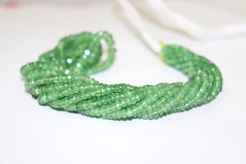 Tsavorite Faceted Rondelle Beads 3-6 mm Tsavorite Faceted Beads Tsavorite Rondelle Beads Tsavorite Beads Strand
