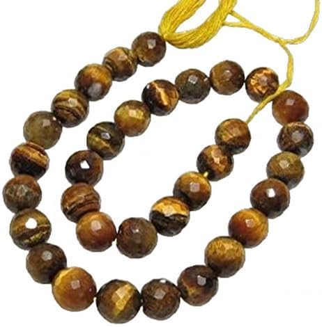 Tiger Eye - Micro Faceted Round Ball Beads - Size 8 mm 10 inches Long lot of 5 Strands Chik-STRD- 93295