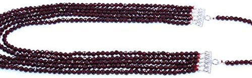 Natural Faceted Red Garnet 4 mm Round Beads 24'' Neck Code-HIGH-47043