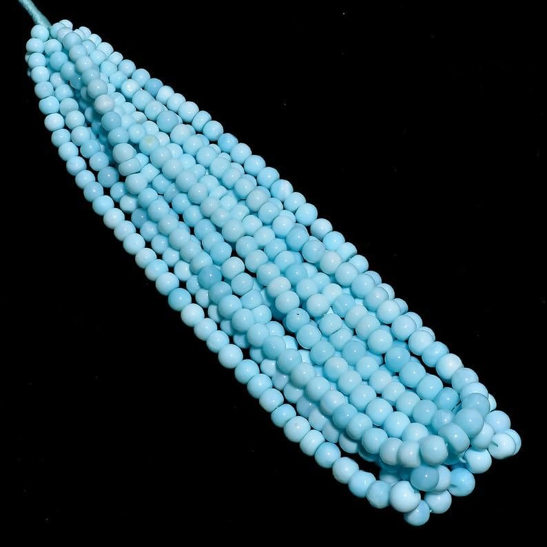 Natural Blue Opal rondelle Smooth Beads 6X5-10X8 mm 16 inch Long String Jewelry Making Gemstone Beads for Necklace Bracelet