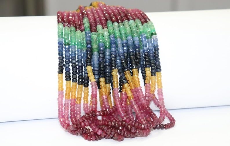 AAA+ Multi Precious Faceted Rondelle Beads 4.5 mm Multi Rainbow Beads Multi Sapphire Beads Wholesale Beads