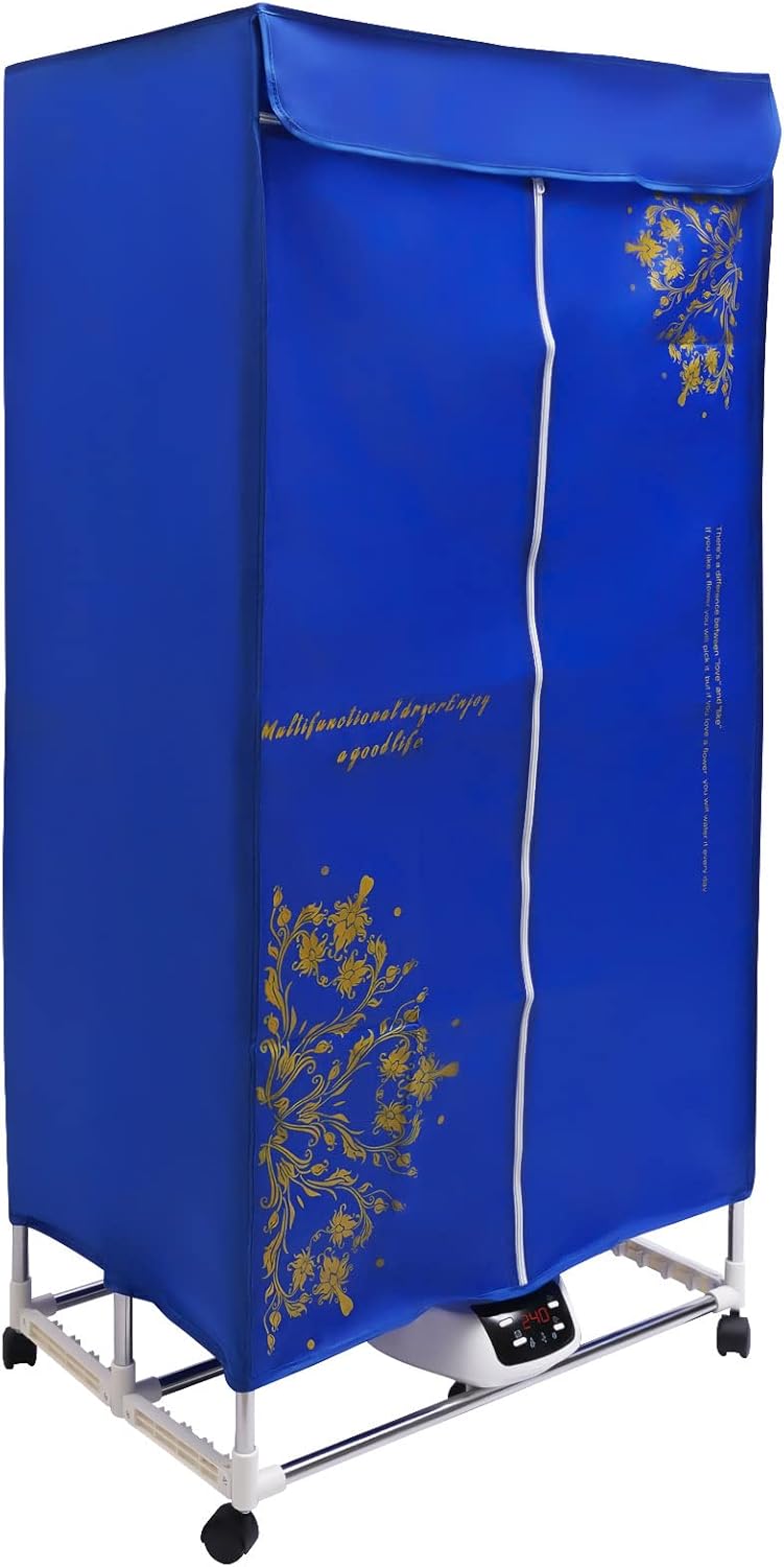 Dfmyhked‌ 1500W Foldable Electric Clothes Dryer with Remote, 66lb Portable Drying Rack, Travel Dryer Machine with 240 Min Timer, 3 Heat Modes for RV, Apartment, Travel