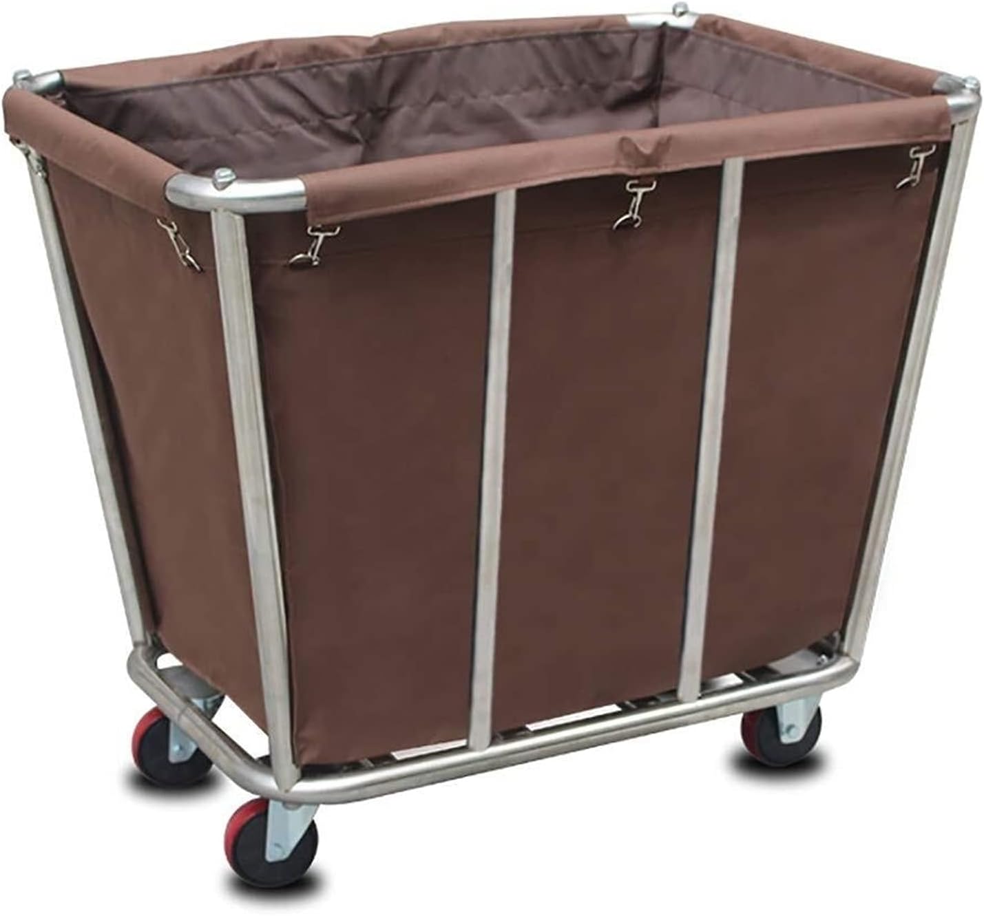 Laundry Basket cart - Large Rolling Laundry Trolley with Wheels and Linen Cart Canvas Liner Heavy Duty for Industry /150 Kg / 330 lbs Load (Brown)